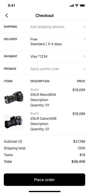 Abandoned checkout page